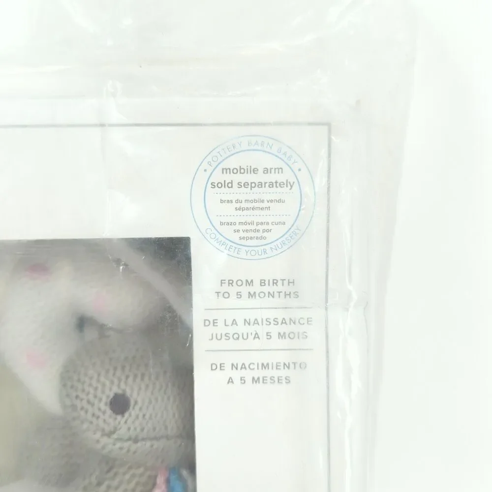 POTTERY BARN Baby Nursery Mobile Knit Animals Brahms Lullaby Elephant Bear NEW